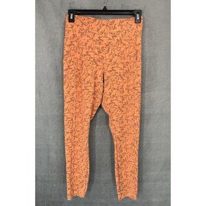 REI Cooperative Size Medium ‘Take Your Time’ 7/8 Leggings Yoga Orange Print EUC